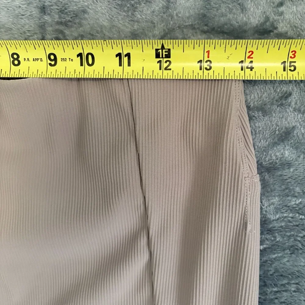 Lululemon Brushed Softstreme Ribbed Zip Hem Flared Pants Taupe Beige 6